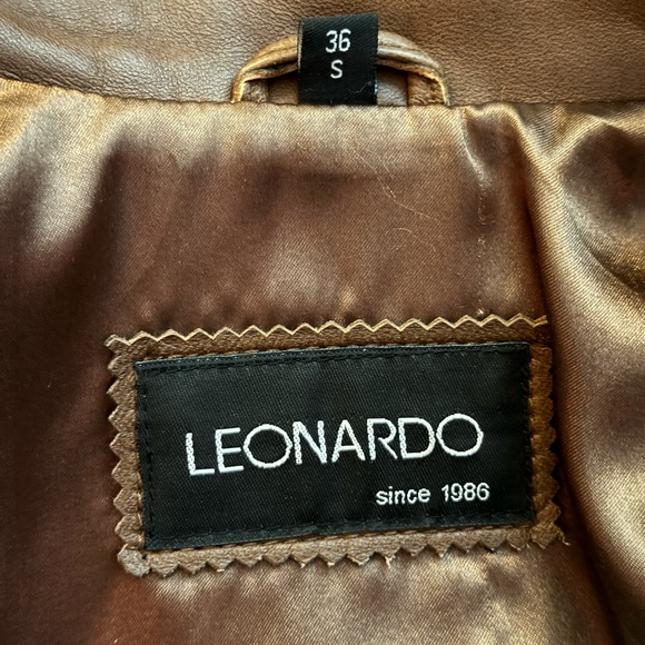 Leonardo Real Leather Brown Moto Jacket - Picture 4 of 8